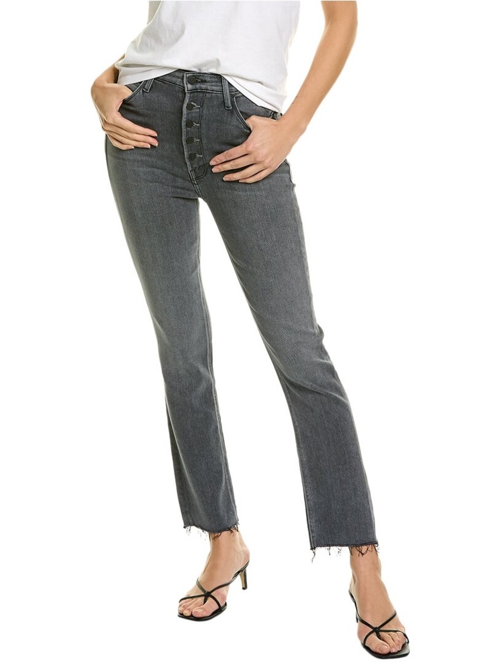 MOTHER Straight-Leg High-Rise Jeans in Washed Black